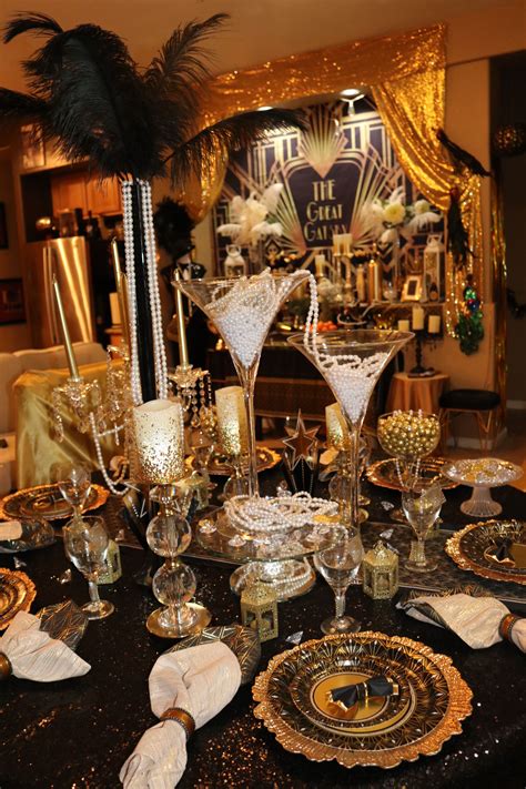 ideas for a great gatsby party|great gatsby table setting ideas.